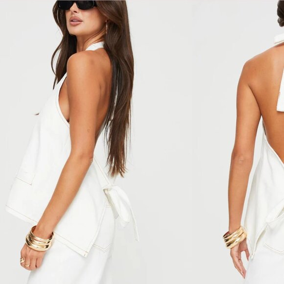 Lioness Princess Polly SET Ivory Hills Halter Top (M) and Top Model Jeans (L) - Picture 1 of 6